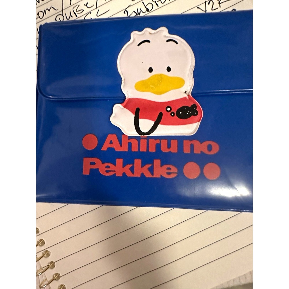 Vintage 1990 Sanrio Ahiru no Pekkle Blue Vinyl Wallet Rare Retro Duck Y2K